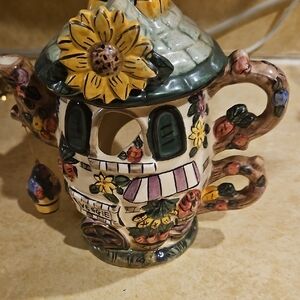 Floral Teapot Ceramic Tealight Burner